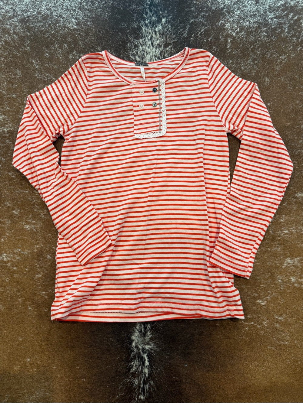 Poof Girl Striped Long-Sleeve Henley Top Kids XL 14/16